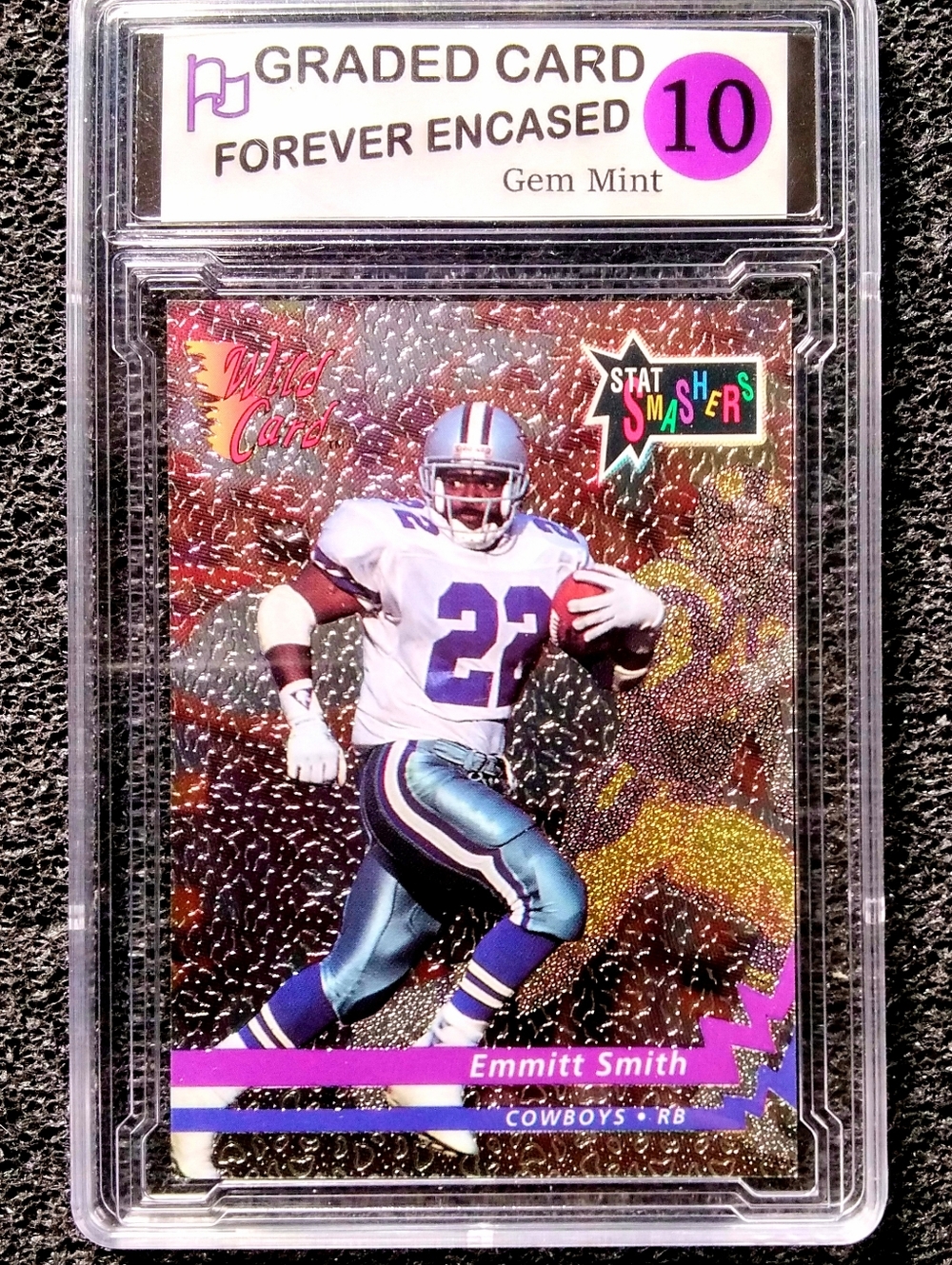 Emmitt Smith Dallas Cowboys HOF Stat Smashers Football Card. Graded 10 Gem Mint